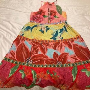 FARM Rio mixed green midi dress